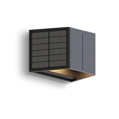 Image of CALEX Caserta Solar Wall Light, Up &amp; Down Outdoor Lighting, Powered Garden Lamp, Waterproof, Black