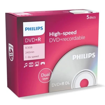 Image of Philips DVD+R DR8S8J05C DL 8.5 GB, 240 min, speed 8x(Packaging may vary)