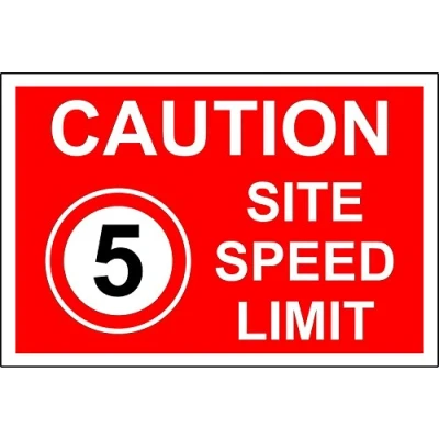 Image of Caution site speed limit 5 mph safety sign 3mm Aluminium 600mm x 400mm