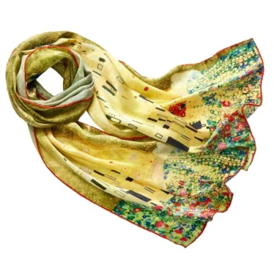 Image of Prettystern Women 63 Inch long Gustav Klimt art nouveau golden painting Scarf gift for mum the Kiss P760