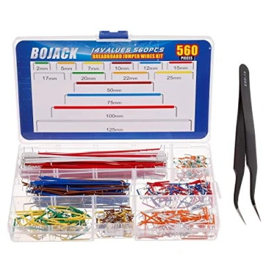 Image of BOJACK 14 Vaules 560 pcs 2 125mm Solderless Flexible Breadboard Connecting Line Cables Jumper Wires kit