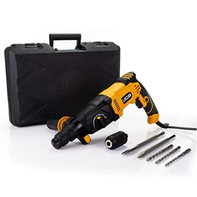 Image of JCB 1050w Rotary Hammer Drill, 240v, Anti Vibration &amp; Multi Position Side Handle, 4 Modes Drilling, Hammer, Chiselling and Chisel Adjustment, 3 Year Warranty