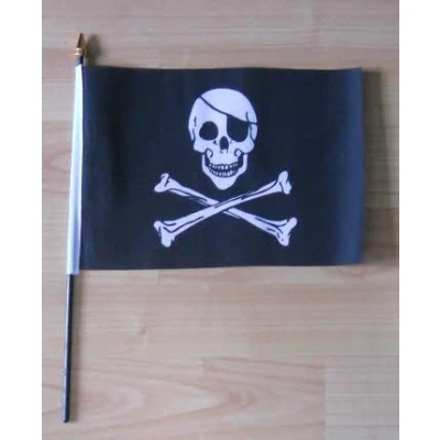Image of MadAboutFlags Pirate Skull and Crossbones Hand Flag Medium