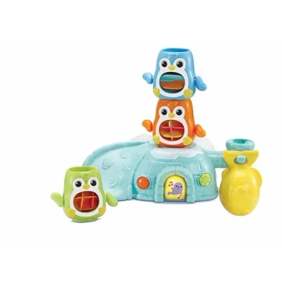 Image of VTech Stack and Slide Penguin Pals, Interactive Stacking Bath Toy for Sensory Play, 3 Penguins, Songs, Phrases Melodies, Gift Toddler 12, 18, 24 Months Plus, English Version