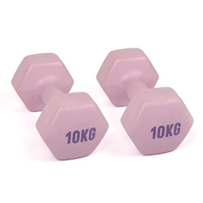 Image of MYGA Hex Dumbbells Pair of Neoprene &amp; Cast Iron Hexagonal Dumbbell Hand Weights for Women and Men at Home Gym Weight: 10 kg