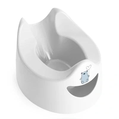 Image of Toddler Essentials Easy Pour Potty White Portable Training Toilet Seat for Toddlers Hygienic, to Clean, and Travel Friendly
