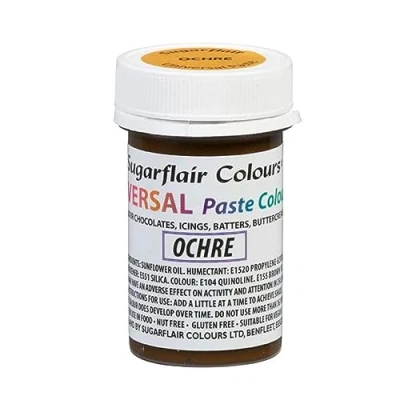 Image of Sugarflair Ochre Universal Paste Food Colouring Concentrated Colour for Of All Foods Including Cake Mix, Chocolate, Batter, Icing, Buttercream &amp; More 22g