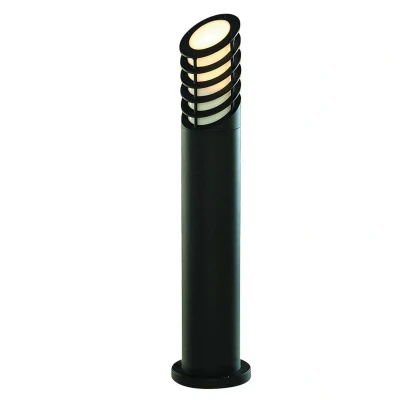 Image of 1 Light Outdoor Bollard Black with White Diffuser IP44, E27