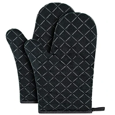 Image of Oven Gloves,Heat Resistant Silicone Gloves Non Slip Kitchen Mitts for Grilling Cooking Baking Microwave Pizza (Black,1 Pair)