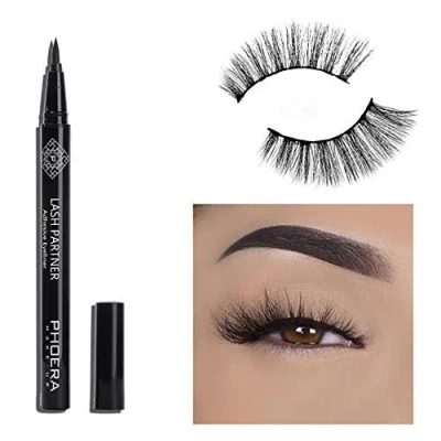 Image of AquaPurity PHOERA 9D Synthetic Mink Lashes &amp; Adhesive Eyeliner Kit Reusable up to 30 times Self Magic Pen With Waterproof No Glue Needed Set (MIAMI)
