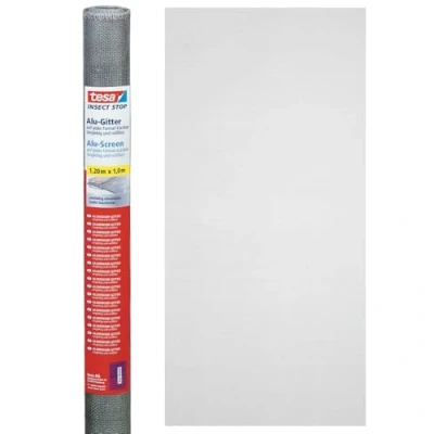 Image of tesa Insect Stop Aluminium Screen Replacement Roll for Fly Mosquito Net Windows and Doors 100 cm x 120 cm, Grey