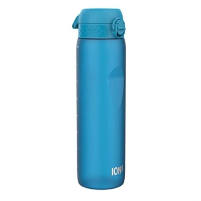 Image of Ion8 1 Litre Water Bottle, Leak Proof, Flip Lid, Carry Handle, Rapid Liquid Flow, Dishwasher Safe, BPA Free, Soft Touch Contoured Grip, Ideal for Sports and Gym, Carbon Neutral Recyclon, 32 oz, Blue