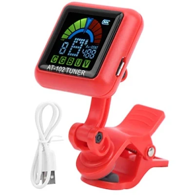 Image of Guitar Tuner Violin Clip‑on USB Rechargeable Ukulele with Color Screen(AT 102 Red)