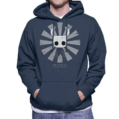 Image of Cloud City 7 Hollow Knight Retro Japanese Men&#039;s Hooded Sweatshirt Navy Blue