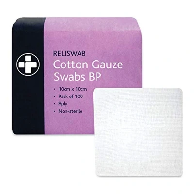 Image of Reliance Medical 10 x cm Reliswab BP 8Ply Non Sterile Gauze Swab Pack of 5