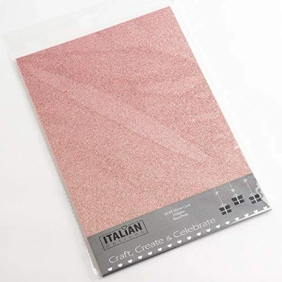 Image of Italian Options 250GSM Non Shed Glitter Card Craft Paper 10 Sheets, A4 Size, Rose Pink