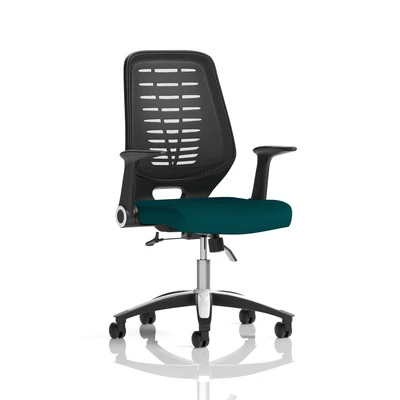 Image of Relay Task Operator Chair Bespoke Black Back Maringa Teal