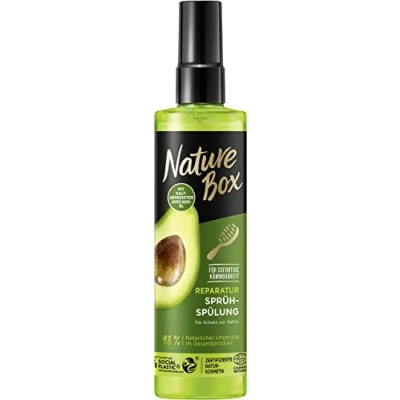 Image of Nature Box Repair Spray Conditioner (200ml), Leave In Spray, Enriched with Cold Pressed Avocado Oil, Restores Damaged Hair on the Go, Vegan Formula