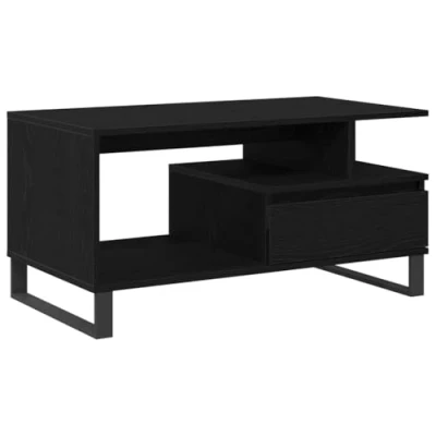 Image of vidaXL coffee table black oak engineered wood rectangular center piece for modern living room