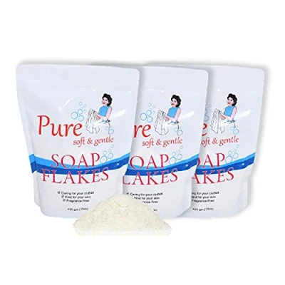 Image of Playlearn Original Pure Soap Flakes Boxed for Laundry Pack of 3 Fragrance Free Washing Machine Vegan Friendly No Allergens Clothes