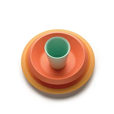 Image of Alessi Giro Kids collection UNS05S1, Children tableware in melamine. Dinner plate, bowl, tumbler.