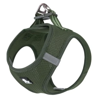 Image of TRUE LOVE Dog Harness Soft Air Mesh Adjustable Reflective Pet Vest for Small and Medium Breeds, X Small, Moss Green