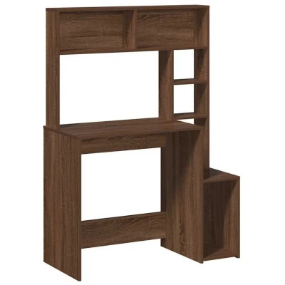 Image of vidaXL Desk with Shelves Brown Oak 100x45x140 cm Engineered Wood