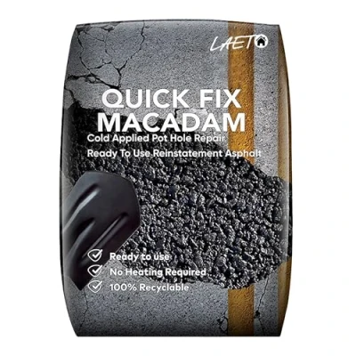 Image of Laeto Build It Quick Fix Macadam Pot Hole Repairs Tarmac Asphalt Repair Permanent Pothole, Road, Driveway and Utility 25kg Bag