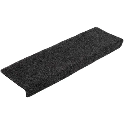 Image of vidaXL Stair Mats 5 pcs Black 65x21x4 cm Needle Punch