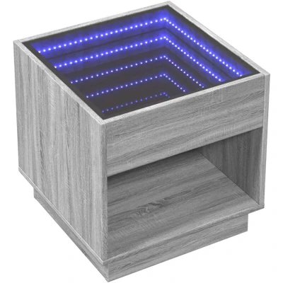 Image of vidaXL Coffee Table with Infinity LED Grey Sonoma 50x50x50 cm