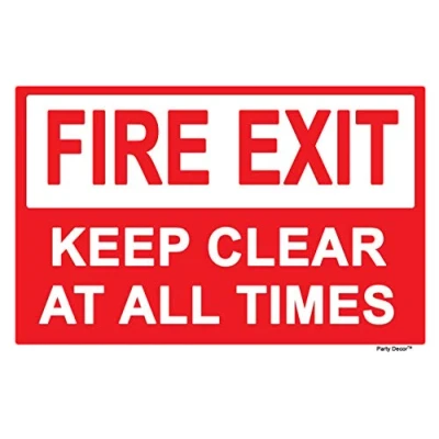 Image of 2 x FIRE EXIT Keep clear Warning Sign Label Removable Self Adhesive Waterproof Durable Vinyl Sticker 225mm 160mm