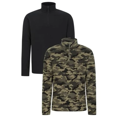 Image of Mountain Warehouse Camber II Mens Half Zip Fleece Microfleece Quick Dry Sweatshirt Everyday Wear Spring Summer, Outdoors, Travelling &amp; Hiking Khaki S