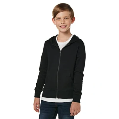 Image of Jack &amp; Jones Junior Men&#039;s JJEBASIC Sweat Zip Hood NOOS JR Cardigan Sweater, Black, 128/