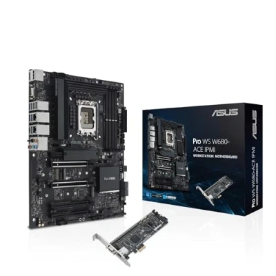 Image of ASUS Pro WS W680 ACE IPMI Intel LGA 1700 ATX Motherboard, PCIe 5.0, DDR5, 2 2.5 Gb Ethernet, 3 4.0 M.2 slots, USB 3.2 Gen 2, SlimSAS, SATA 6 Gbps, HDMI, DisplayPort and VGA