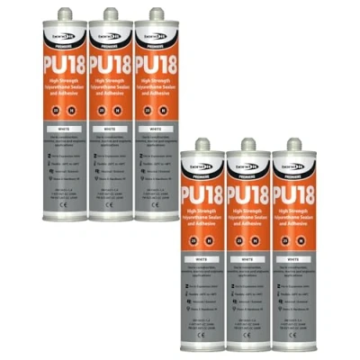 Image of Bond It PU18 High Strength Polyurethane Adhesive and Sealant 6x White, 310ml Oil &amp; Chemical Resistant Flexible for Engineering Construction Automotive Marine