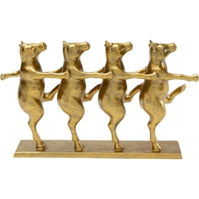 Image of KARE Dancing Cows decorative figurine, gold coloured, polyresin, H 23 cm
