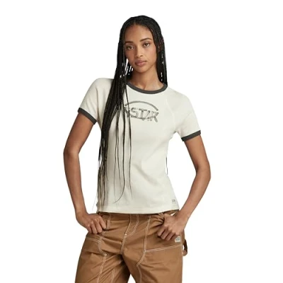 Image of G STAR RAW Women&#039;s Slim Fit Tops Army Ringer, Beige (Antique White D24506 D527 G286), XL
