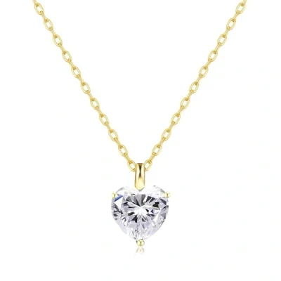 Image of Philip Jones Gold Plated Heart Solitaire Necklace Created with Zircondia® Crystals