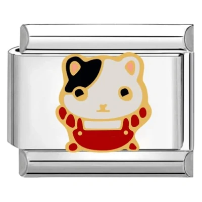 Image of Quiges 9mm Italian Style Charm Link Module Stainless Steel Cat for Bracelets