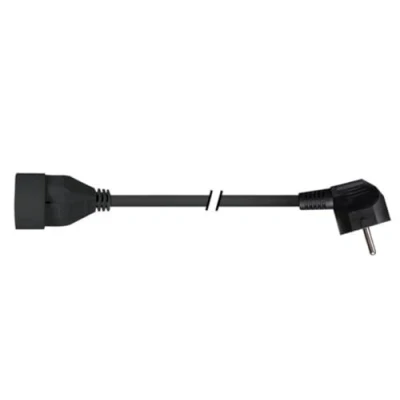 Image of PEREL EC01.5B 90 Extension Cable, Angled Plug, 1.5 m Length, Black 176595