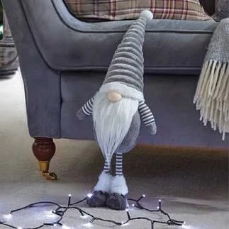 Image of Marco Paul Christmas 53cm Grey Standing Gonk Super Furry Fabric Nordic Soft Plush Festive Indoor Ornaments Xmas Home Decoration Winter Santa Figure Ideal Decorations