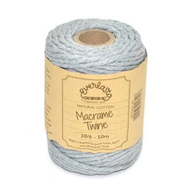 Image of 50M Spools Everlasto Single Twist Soft Cotton Coloured Macrame Craft Twine 38/6 (4mm approx) (Silver)