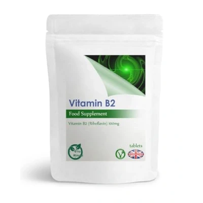 Image of 100 x Vitamin B2 Riboflavin 100mg Tablets High Strength Helps with Tiredness and Fatigue, Supports Energy Levels (Vegan)
