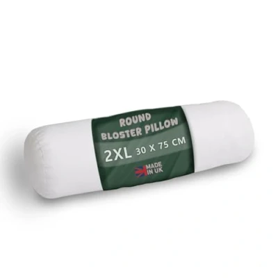 Image of Bolster Pillow Roll XXL (30 x 75 cm) Support Pillow, Round Insert, Hollowfibre Neck Ergonomically Designed Cylinder Body (White)