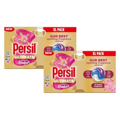 Image of Persil XL Ultimate Washing Capsules Outstanding Stain Removal Even in Quick and Cold Washes Uplifting Comfort Fragrance Recyclable Plastic Free Packaging, 38 (Buy 2, Touch of Comfort)
