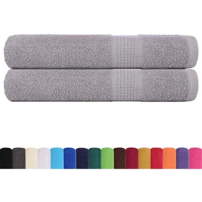Image of vidaXL Towels 2 pcs Grey 100x200 cm 360 gsm 100% Cotton
