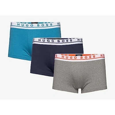 Image of HUGO BOSS mens 3 pack Boxer briefs Blue grey stretch fit 50381120 3P FN Solid (as8, alpha, m, regular, regular)