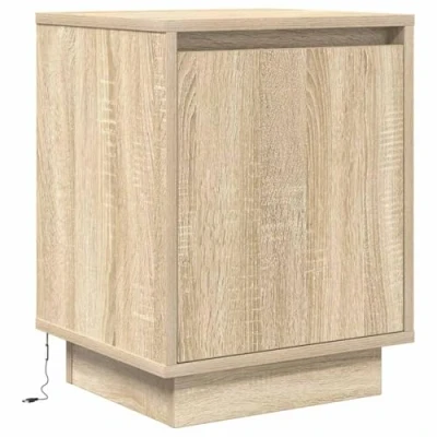 Image of vidaXL Bedside Cabinet Sonoma Oak w/LED Lights 38x34x50cm