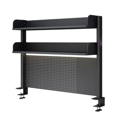 Image of Clamp on Desk Organizer Shelf, Extender Pegboard Workstation,Computer Accessories For Office, Privacy Panel Gaming Desk,Clamp Desktop Shelving System (black 80cm)