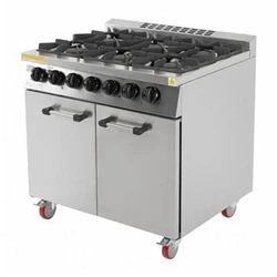 Image of Buffalo 6 Burner Gas Oven Range with Castors (Nat/Pro)